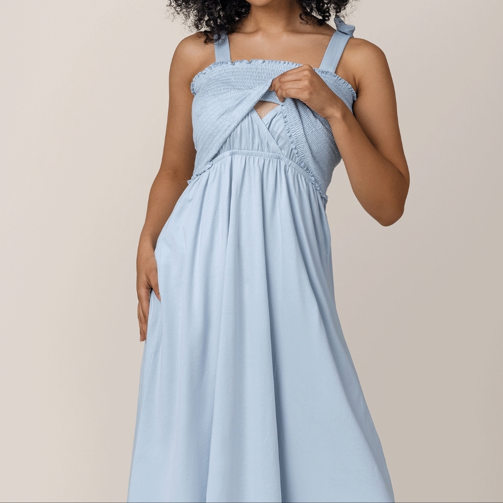 Kindred Bravely - Maternity, Nursing Accessible, Light Blue Maxi Dress